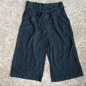 Wide leg Hight Waist Capri Linen Pants Size M